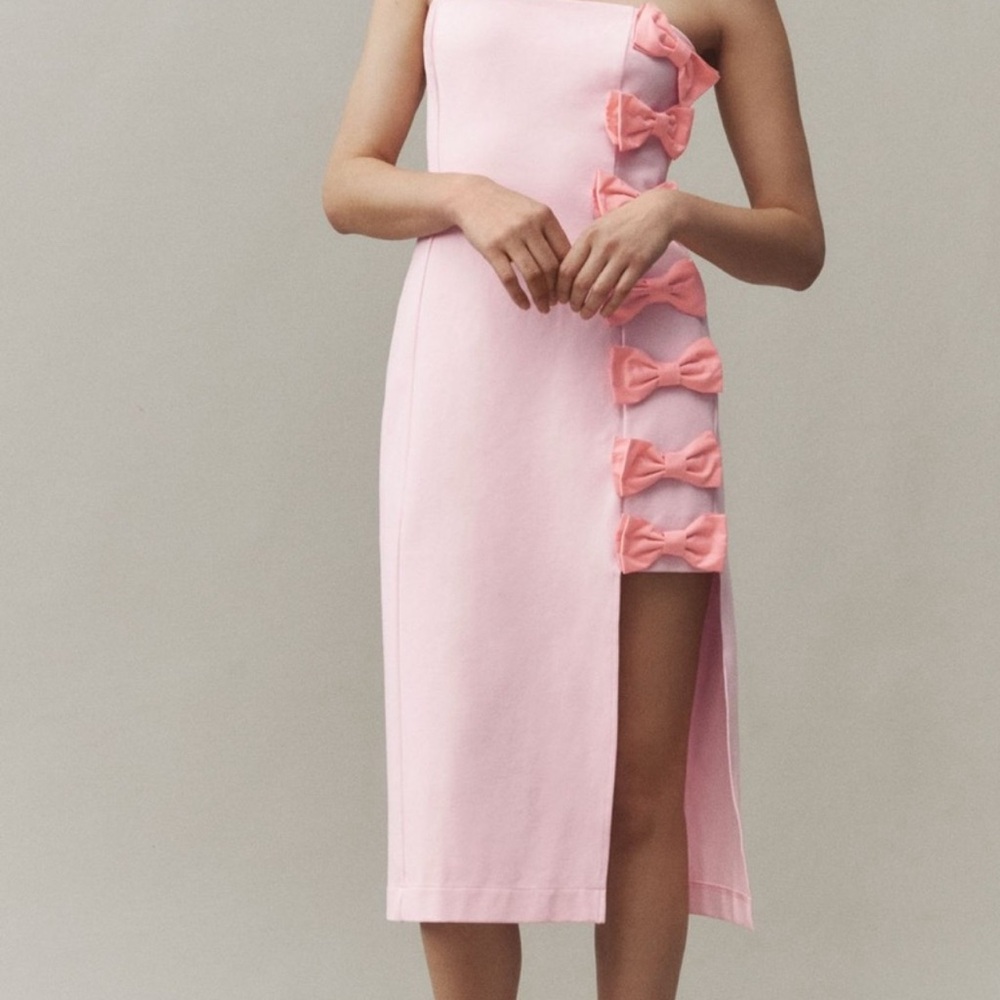 BHLDN Strapless Pink Bow Dress